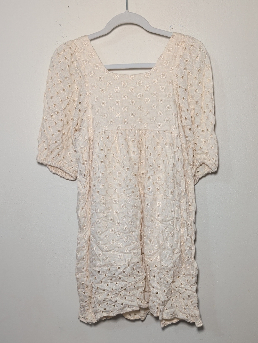 Rylee + Cru Greta Babydoll Dress Natural Eyelet Lace Cottagecore Girls Size 6-7 - Picture 6 of 6